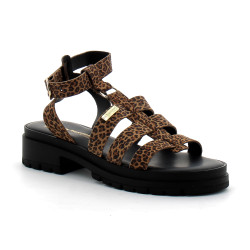 Sandales femme en cuir imprimé léopard Toboleo