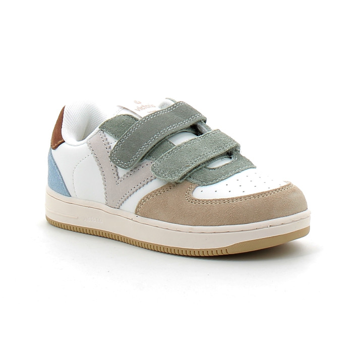 Basket à scratch pour enfant TIEMPO SCRATCH CUIR FENDU MULTICOLORE